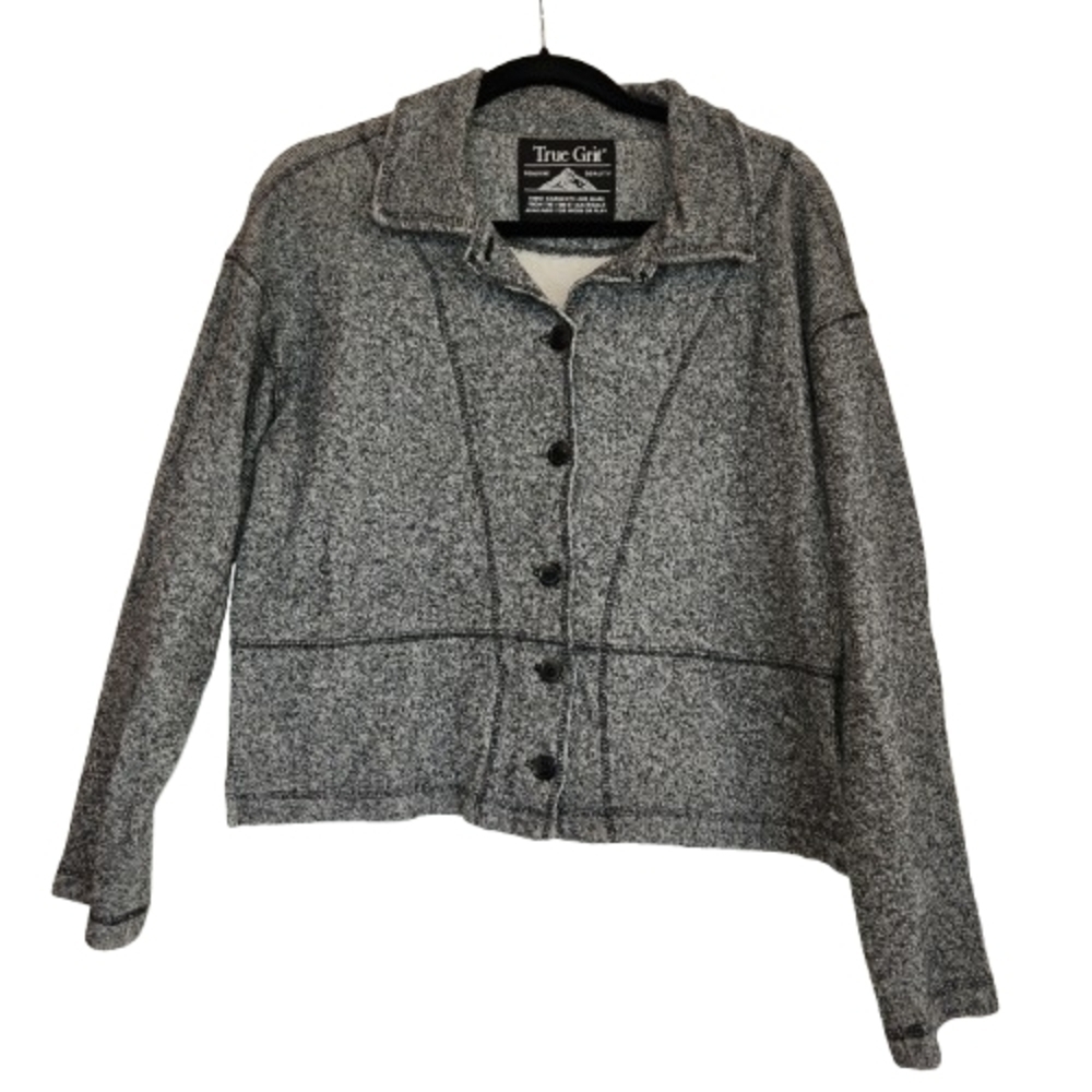 True Grit Women's Gray Marled Jacket/Blazer Size S Button Front Collar Comfort - Picture 12 of 12